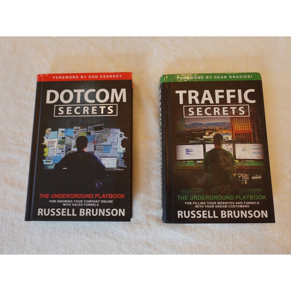 Russell Brunson 2 Book Set Dotcom Secrets Traffic Secrets‎ Hardcover Bundle